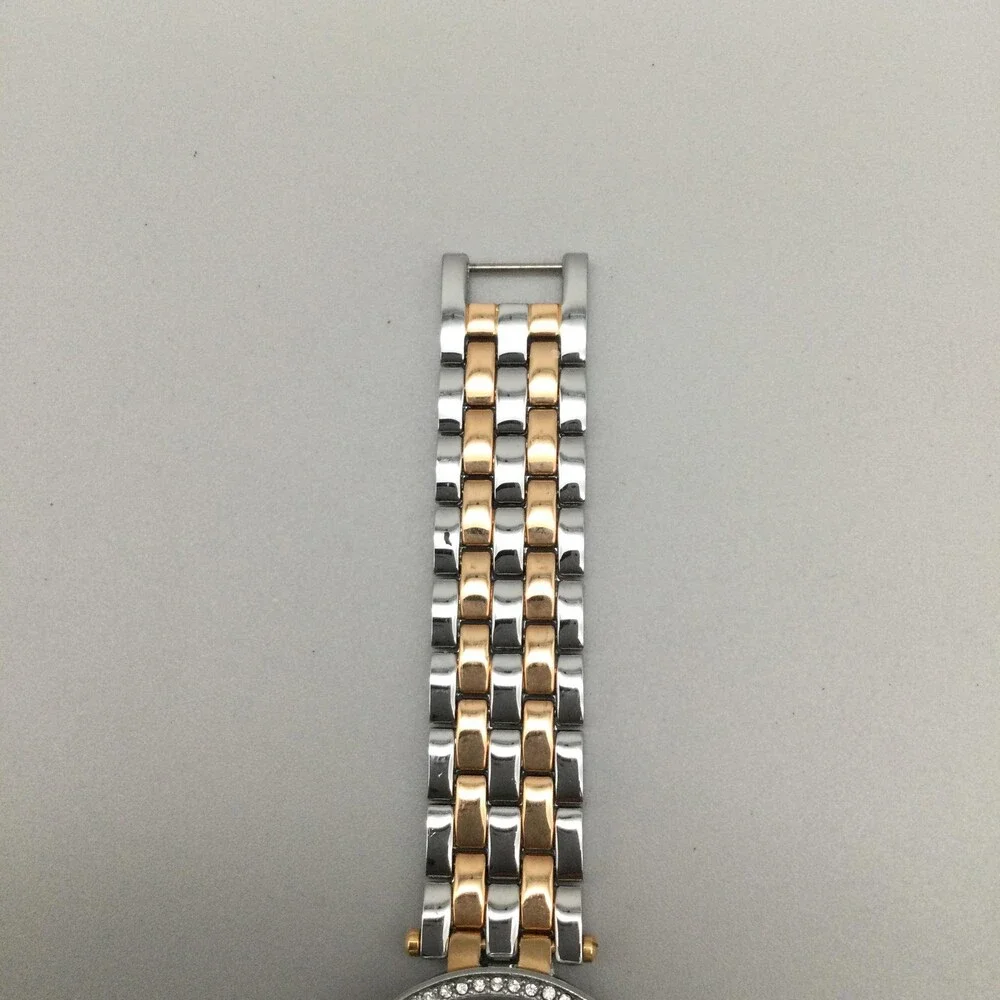 Anne Klein Womens Watch 34mm Silver Two Tone Crystals AK/2251 New Battery 7.75